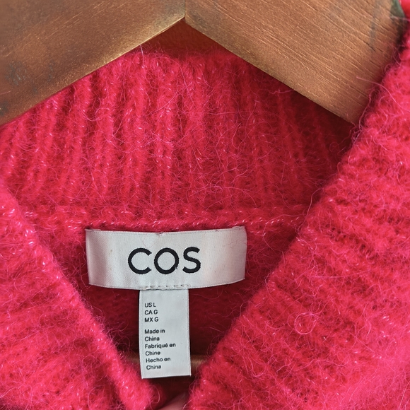 COS Bright Pink Alpaca Blend Turtleneck Sweater - Picture 3 of 8